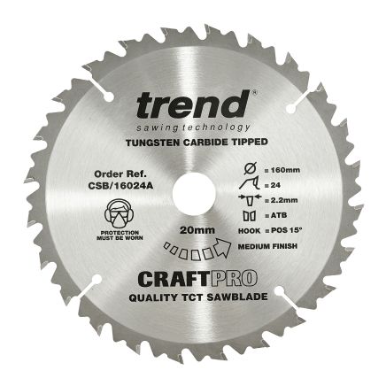 Trend CSB/16024A Trend Wood Circular Saw Blade 160mm x 20mm x 24T