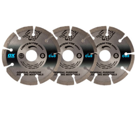 Ox 115mm Contractors Diamond Cutting Blades (Pack of 3)