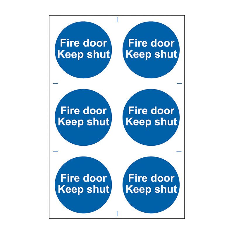 Safety Sign 0151 'Fire door keep shut' - 200 x 300mm (Pack of 6)