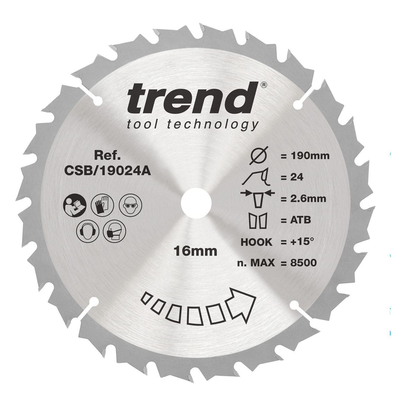Trend CSB/19024A Trend Wood Circular Saw Blade 190mm x 16mm x 24T
