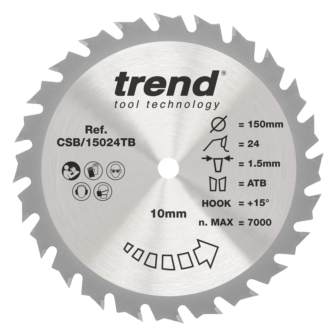 Trend CSB/15024TB Trend Wood Cordless Circular Saw Blade 150mm x 10mm x 24T