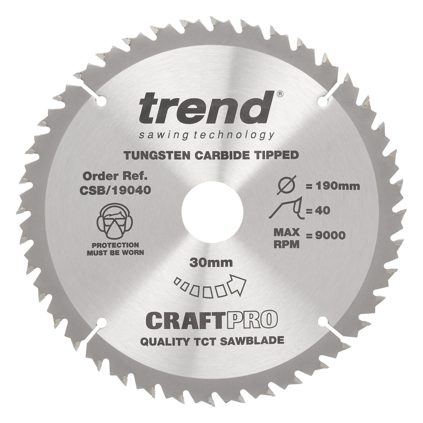 Trend CSB/19040 Trend Wood Circular Saw Blade 190mm x 30mm x 40T