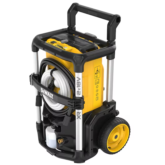Dewalt 2 x 18V XR¨ Brushless Pressure Washer powered by two batteries