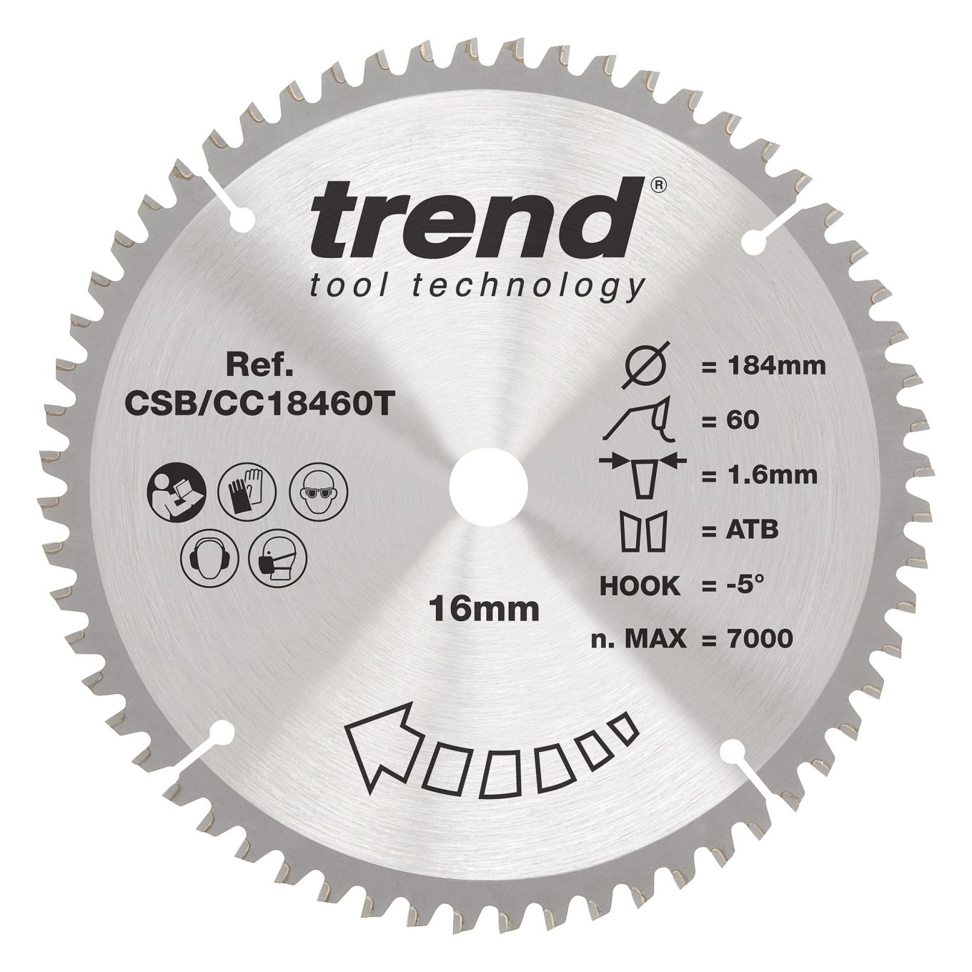 Trend CSB/CC18460T Trend Wood Cordless Mitre Saw Blade 184mm x 16mm x 60T