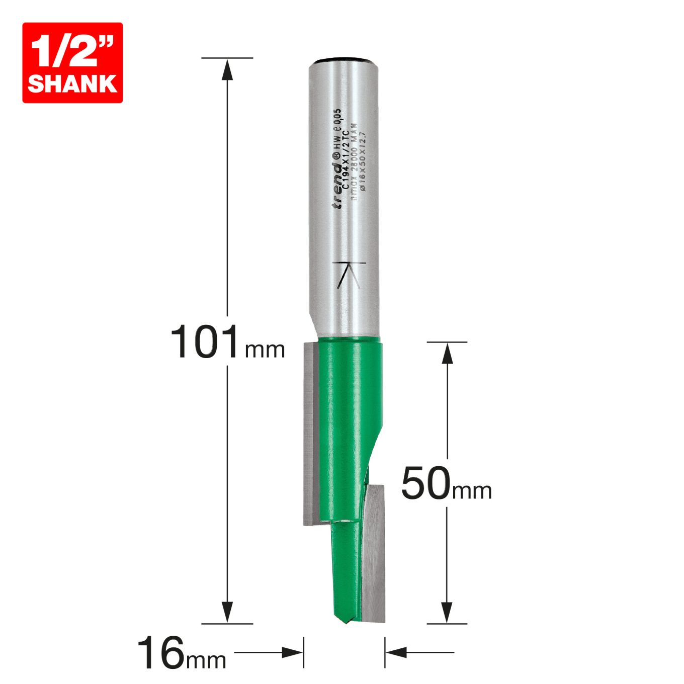 Trend C194X1/2TC Staggered Mortise Cut 16 diameter
