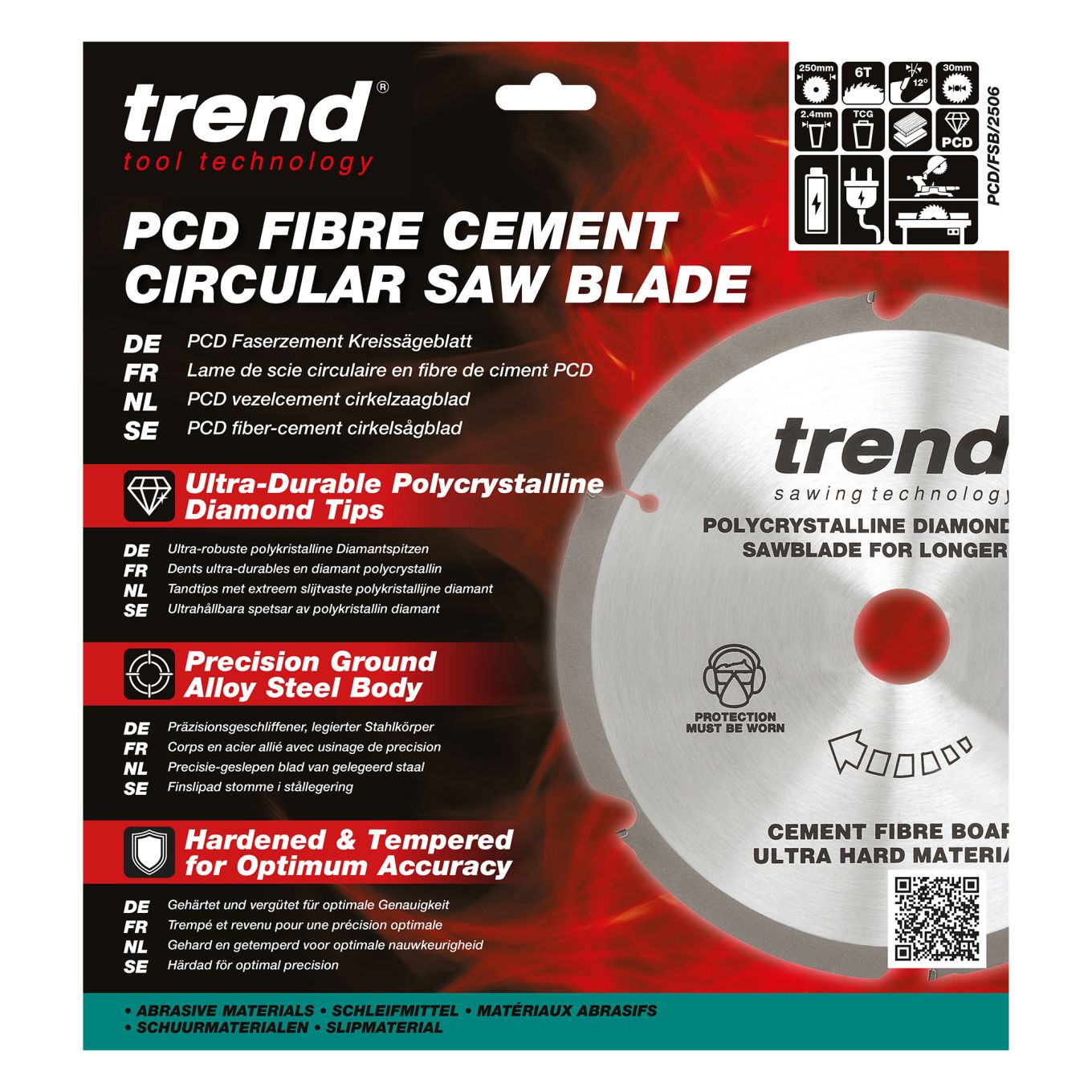 Trend PCD/FSB/2506 Trend PCD Fibre Cement Circular Saw Blade 250mm x 30mm x 6T