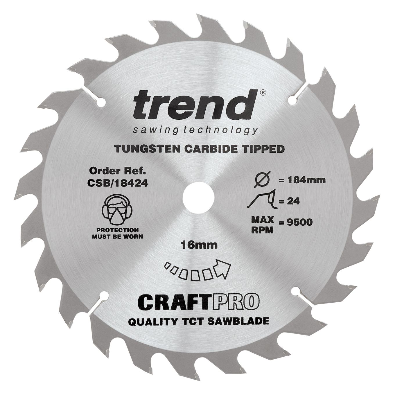 Trend CSB/18424 Trend Wood Circular Saw Blade 184mm x 16mm x 24T