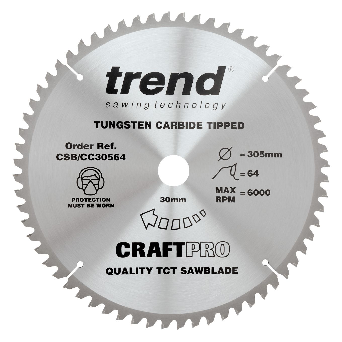 Trend CSB/CC30564 Trend Wood Mitre Saw Blade 305mm x 30mm x 64T