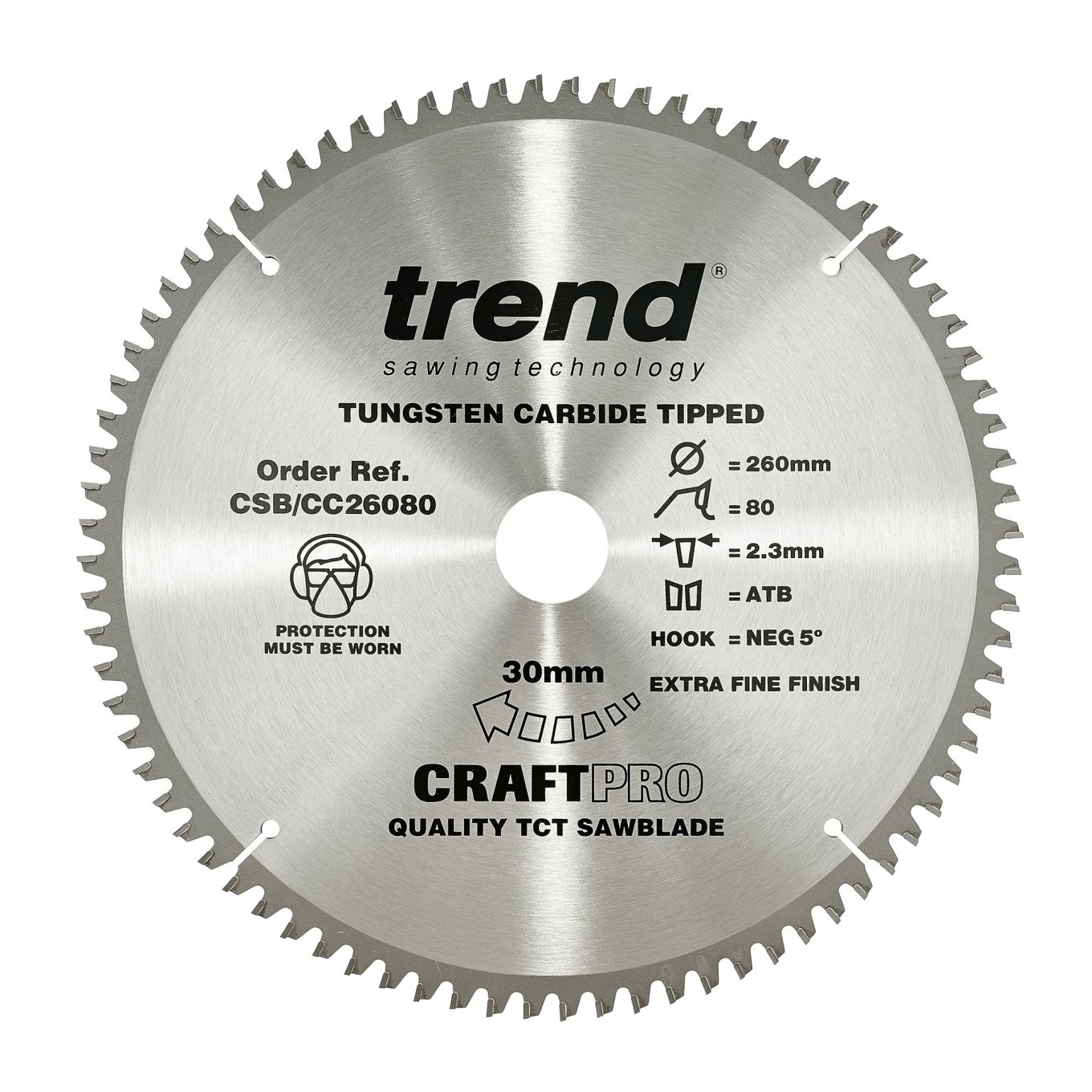 Trend CSB/CC26080 Trend Wood Mitre Saw Blade 260mm x 30mm x 80T