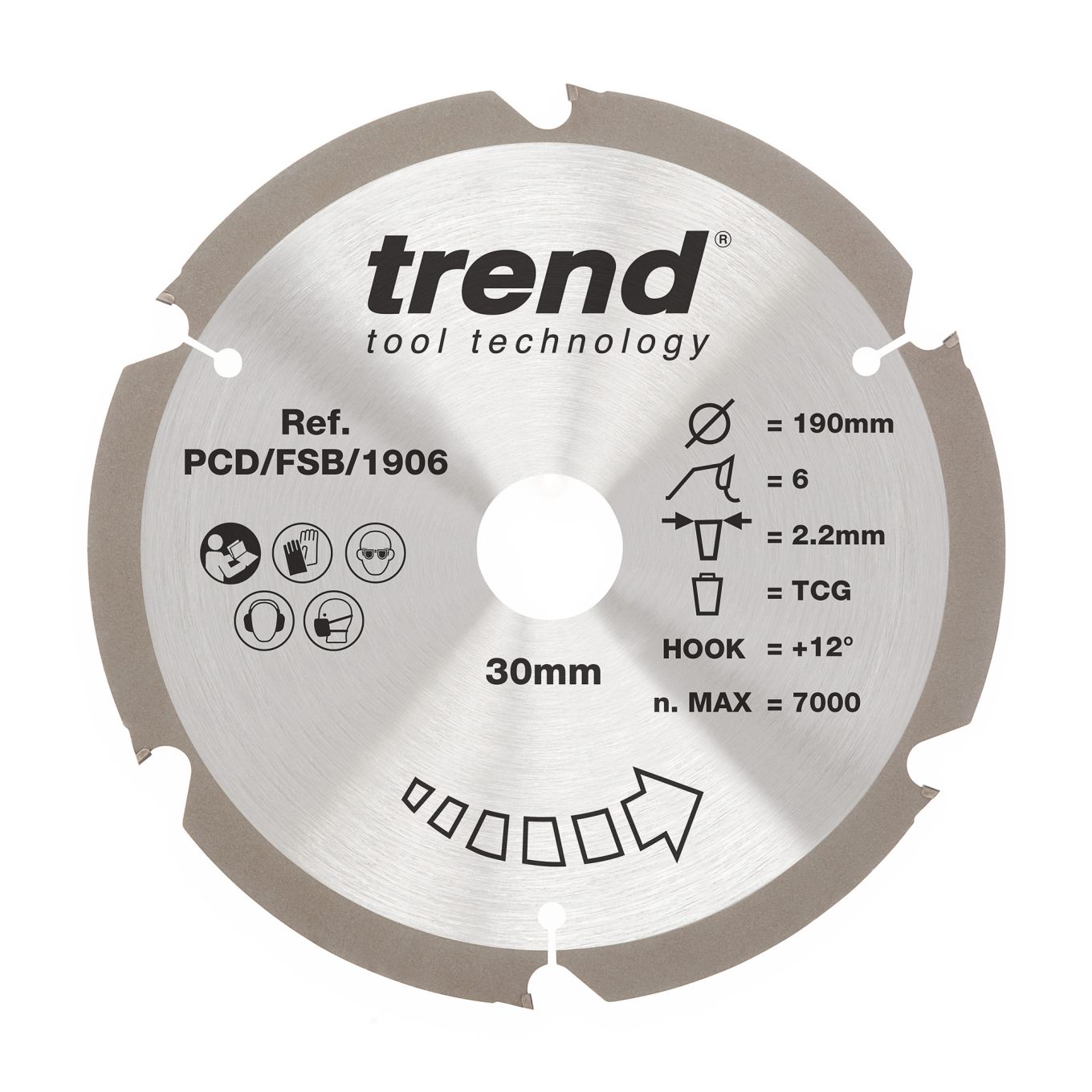 Trend PCD/FSB/1906 Trend PCD Fibre Cement Circular Saw Blade 190mm x 30mm x 6T