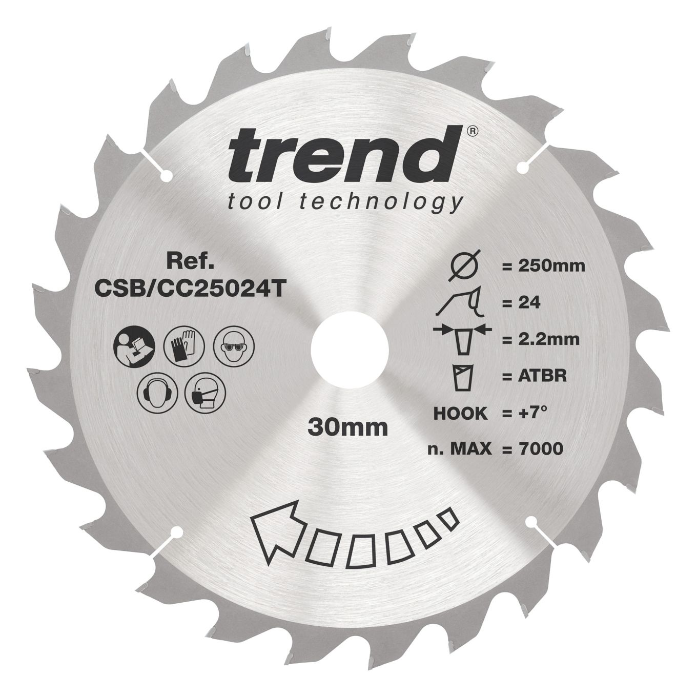 Trend CSB/CC25024T Trend Wood Cordless ATBR Mitre Saw Blade 250mm x 30mm x 24T