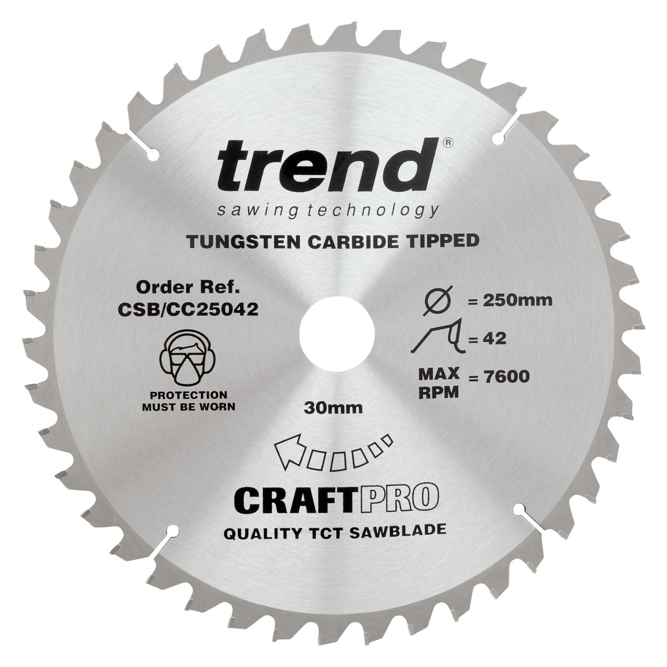 Trend CSB/CC25042 Trend Wood Mitre Saw Blade 250mm x 30mm x 42T