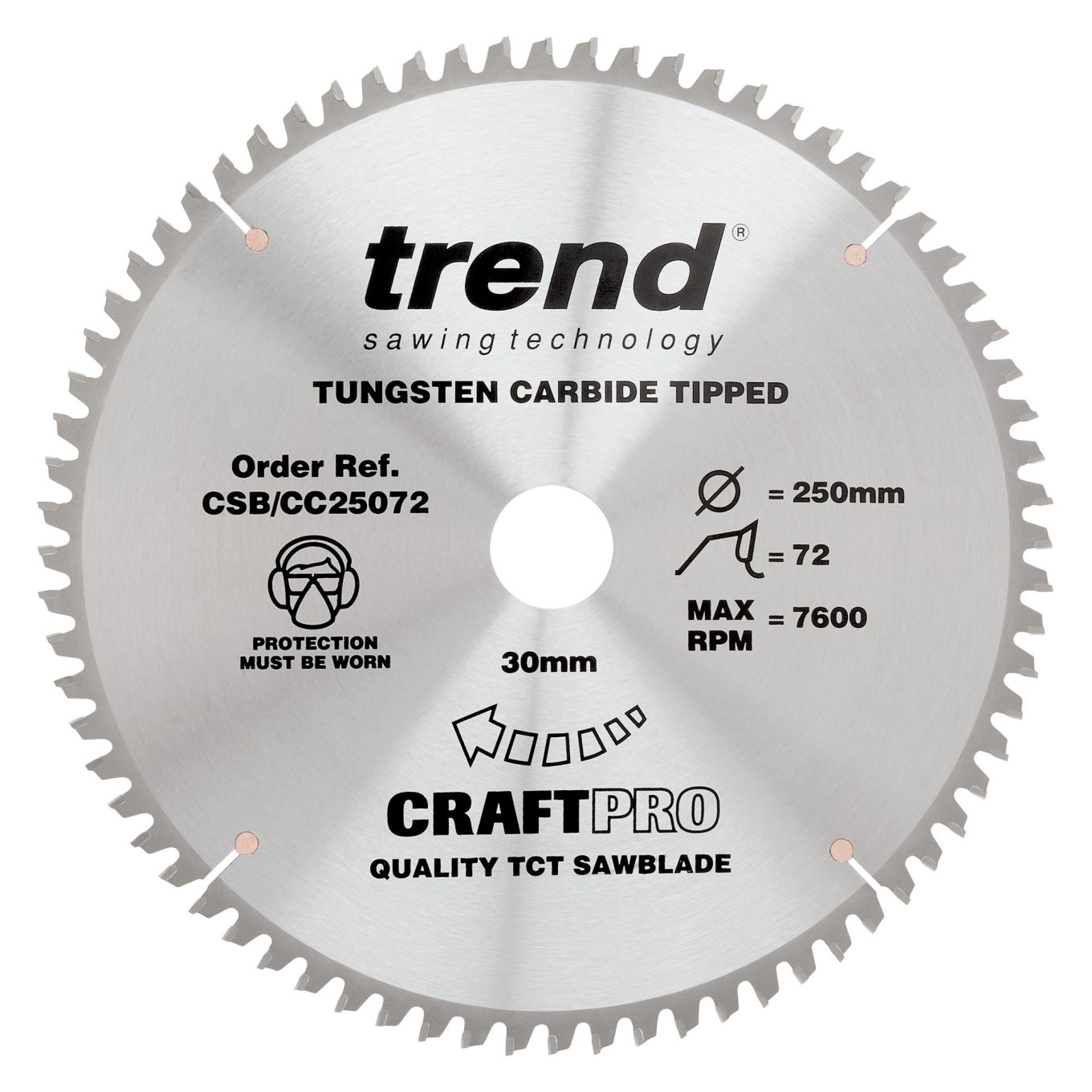 Trend CSB/CC25072 Trend Wood Mitre Saw Blade 250mm x 30mm x 72T