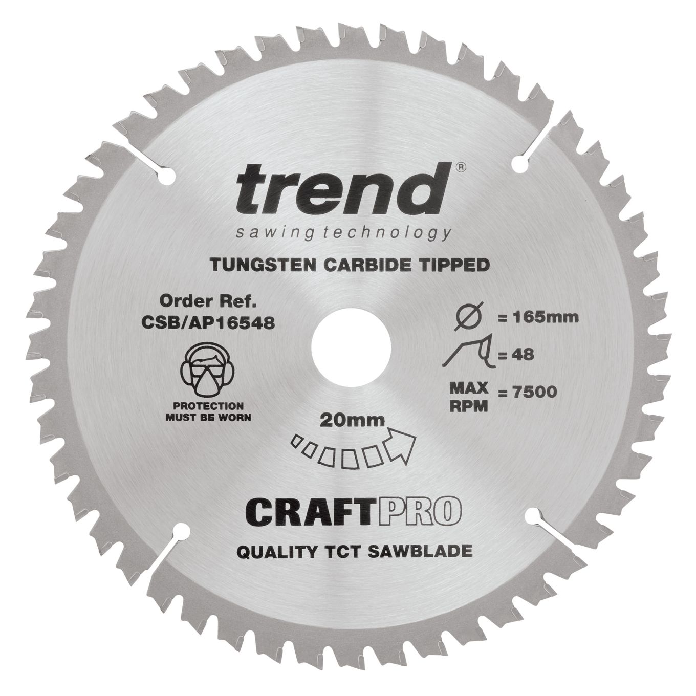 Trend CSB/AP16548 Trend Aluminium/Plastic Circular Saw Blade 165mm x 20mm x 48T