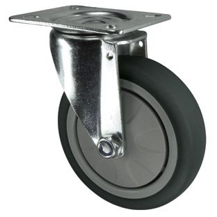100mm Grey Rubber On Nylon Plate Swivel Castor 100kg Load