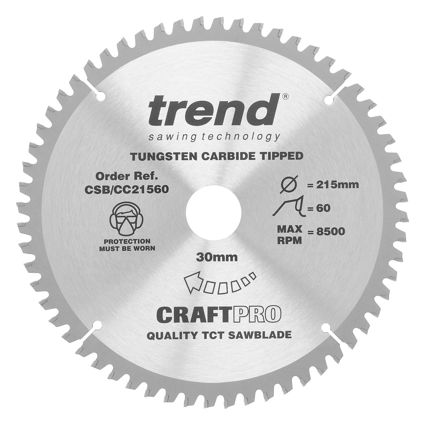 Trend CSB/CC21560 Trend Wood Mitre Saw Blade 215mm x 30mm x 60T
