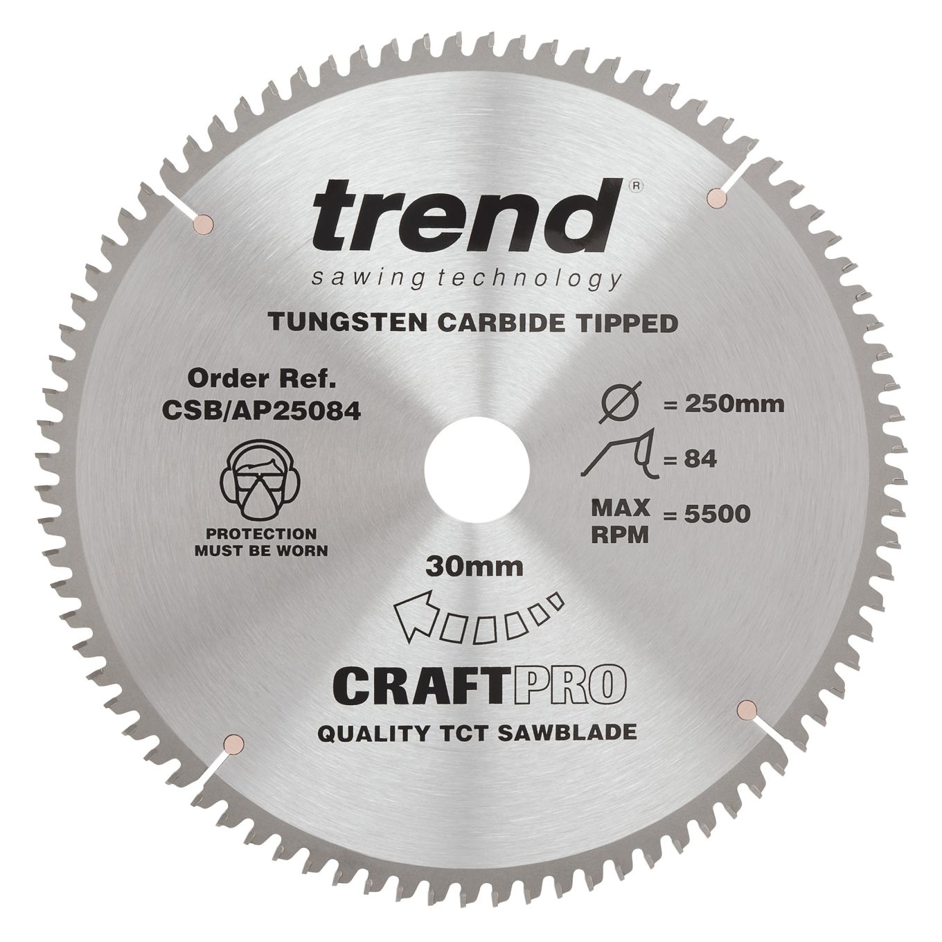 Trend CSB/AP25084 Trend Aluminium/Plastic Circular Saw Blade 250mm x 30mm x 84T