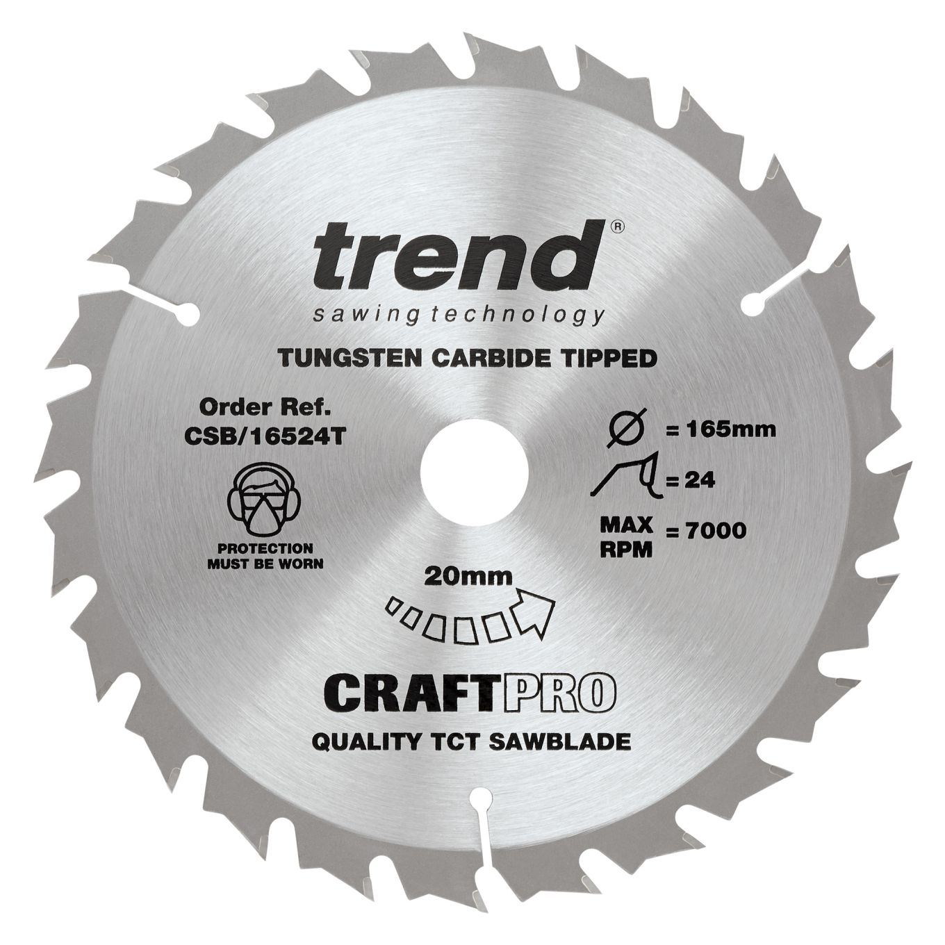 Trend CSB/16524T Trend Wood Cordless Circular Saw Blade 165mm x 20mm x 24T