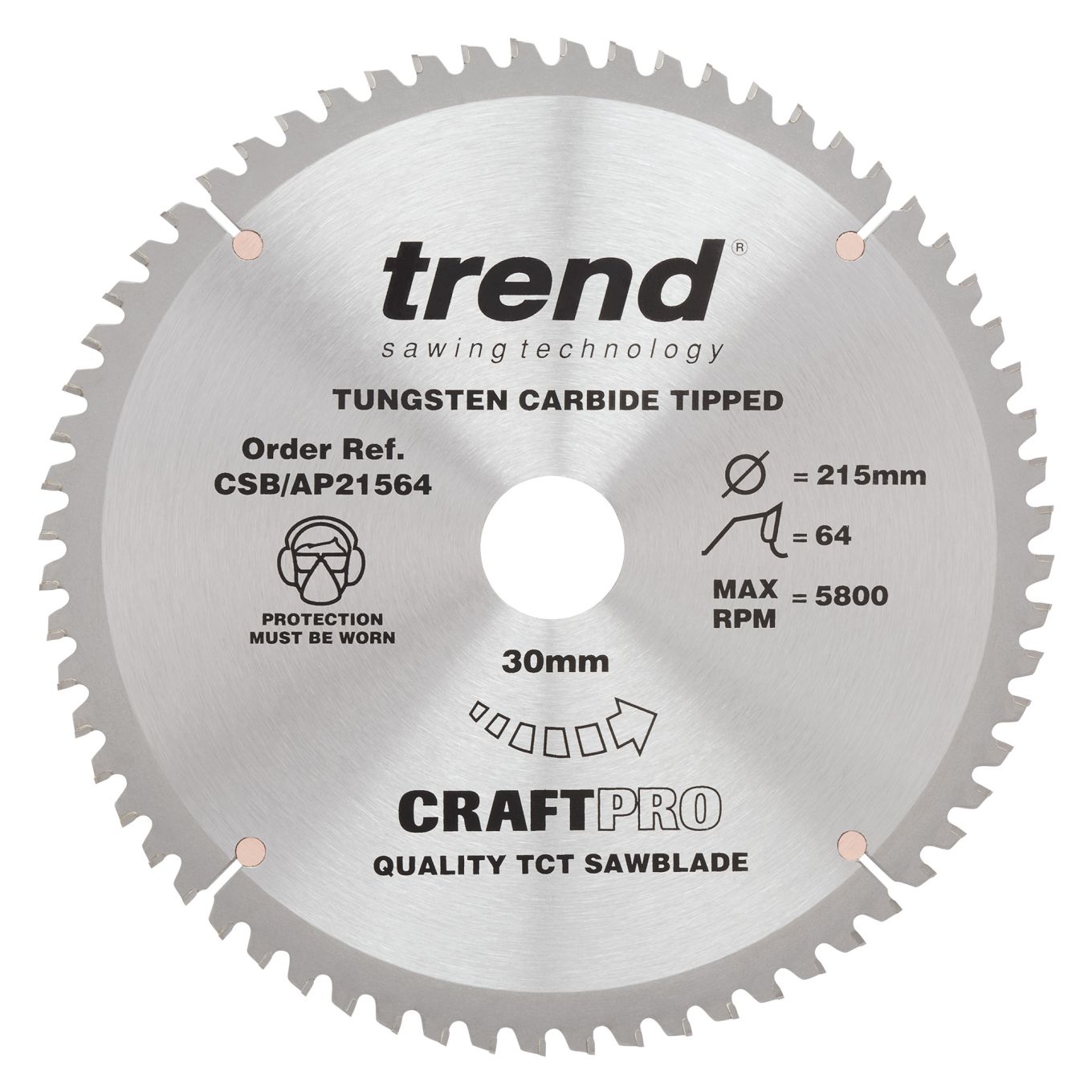 Trend CSB/AP21564 Trend Aluminium/Plastic Circular Saw Blade 215mm x 30mm x 64T