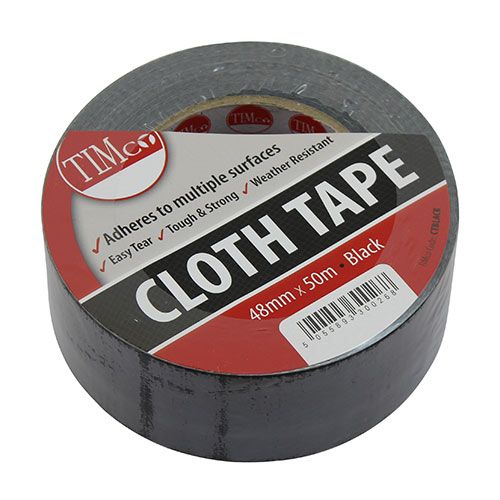 Timco Cloth Tape Black - 50m x 48mm