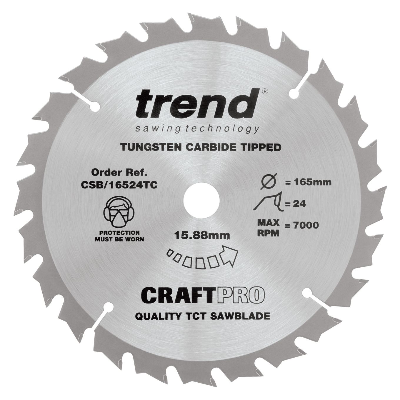 Trend CSB/16524TC Trend Wood Cordless Circular Saw Blade 165mm x 15.88mm x 24T