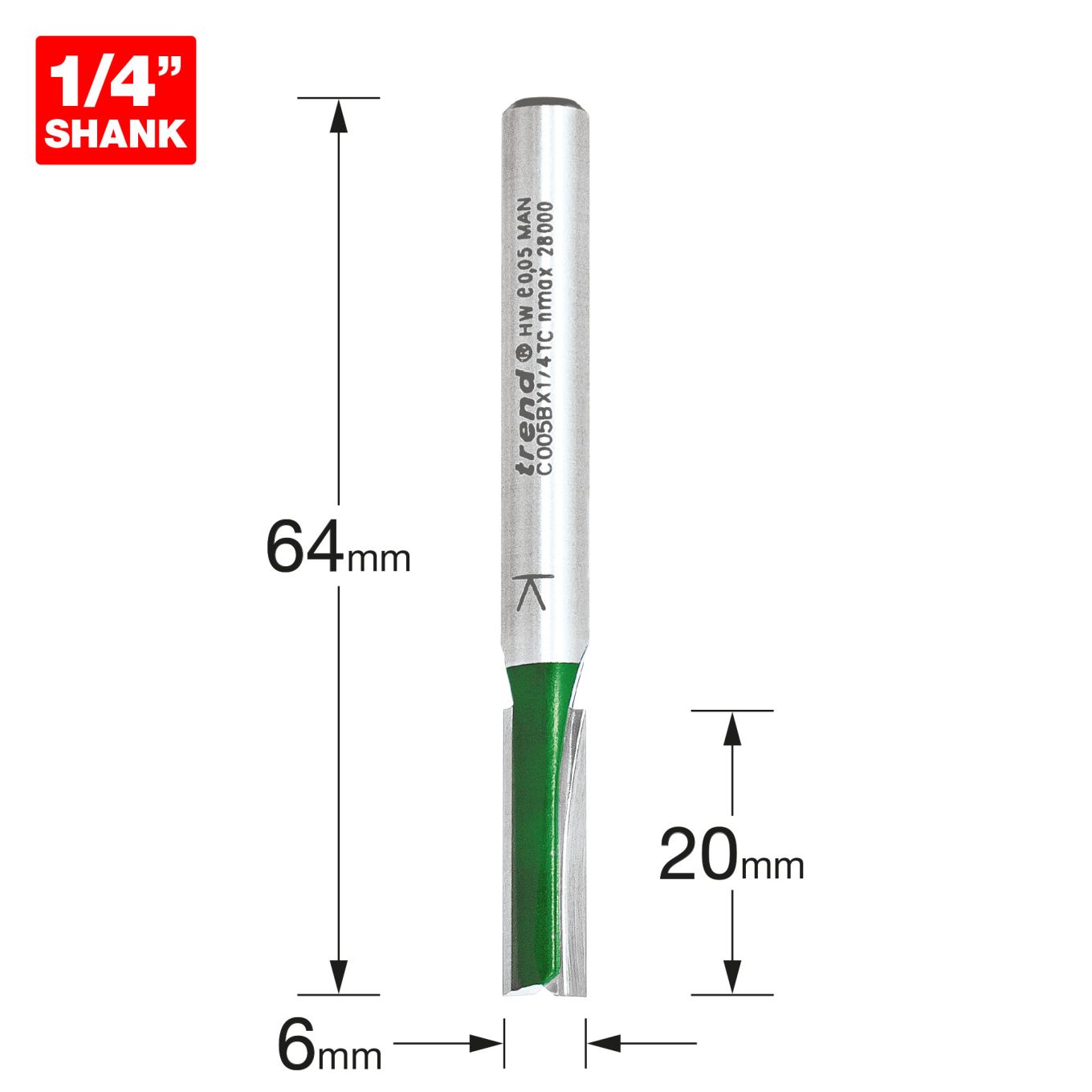 Trend C005BX1/4TC Two Flute Cutter 6.0mm diameter