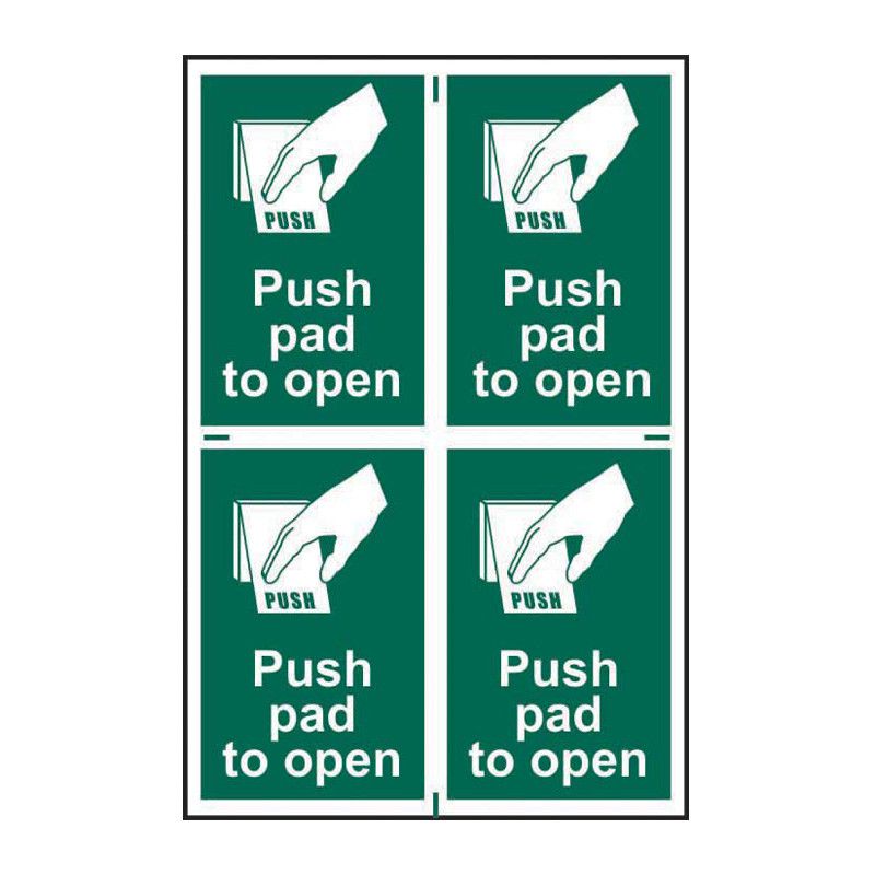 Safety Sign 1533 Push pad to open - 200 x 300mm (Pack of 4)
