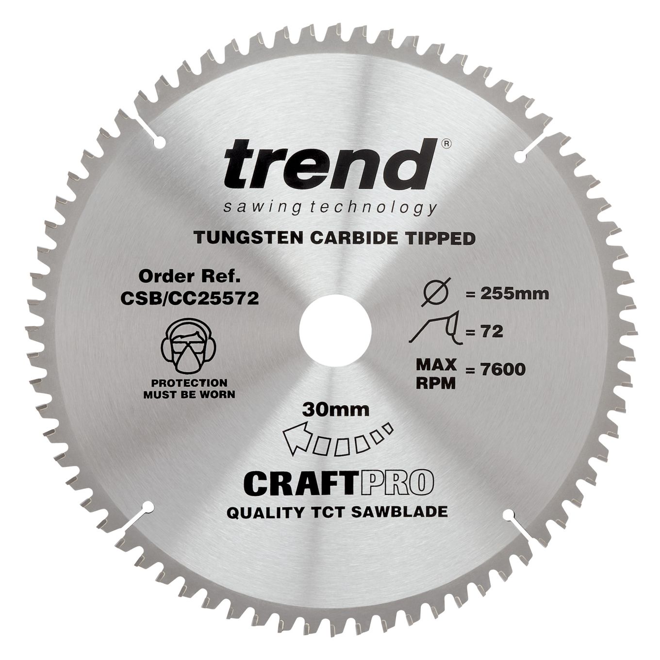 Trend CSB/CC25572 Trend Wood Mitre Saw Blade 255mm x 30mm x 72T