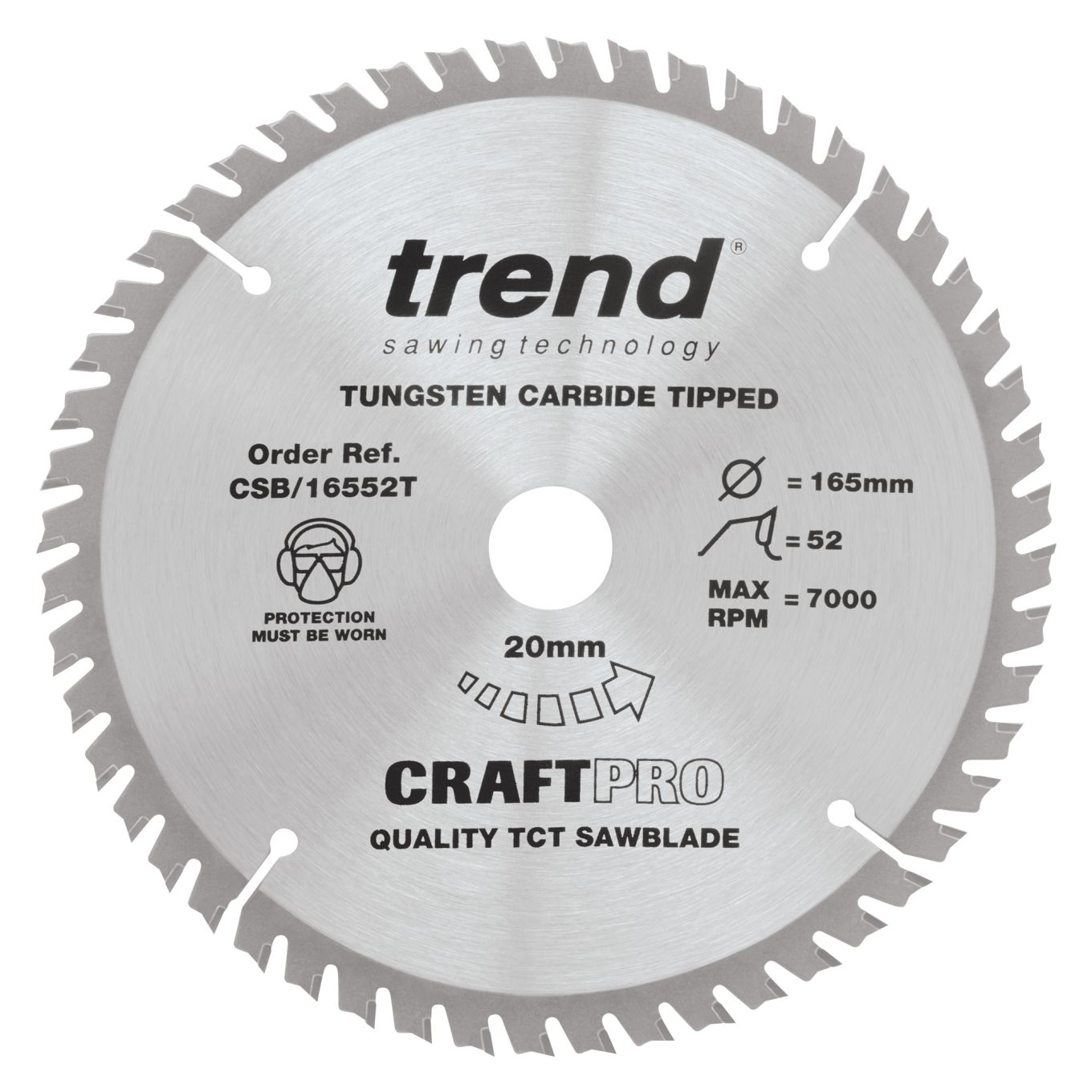 Trend CSB/16552T Trend Wood Cordless Circular Saw Blade 165mm x 20mm x 52T