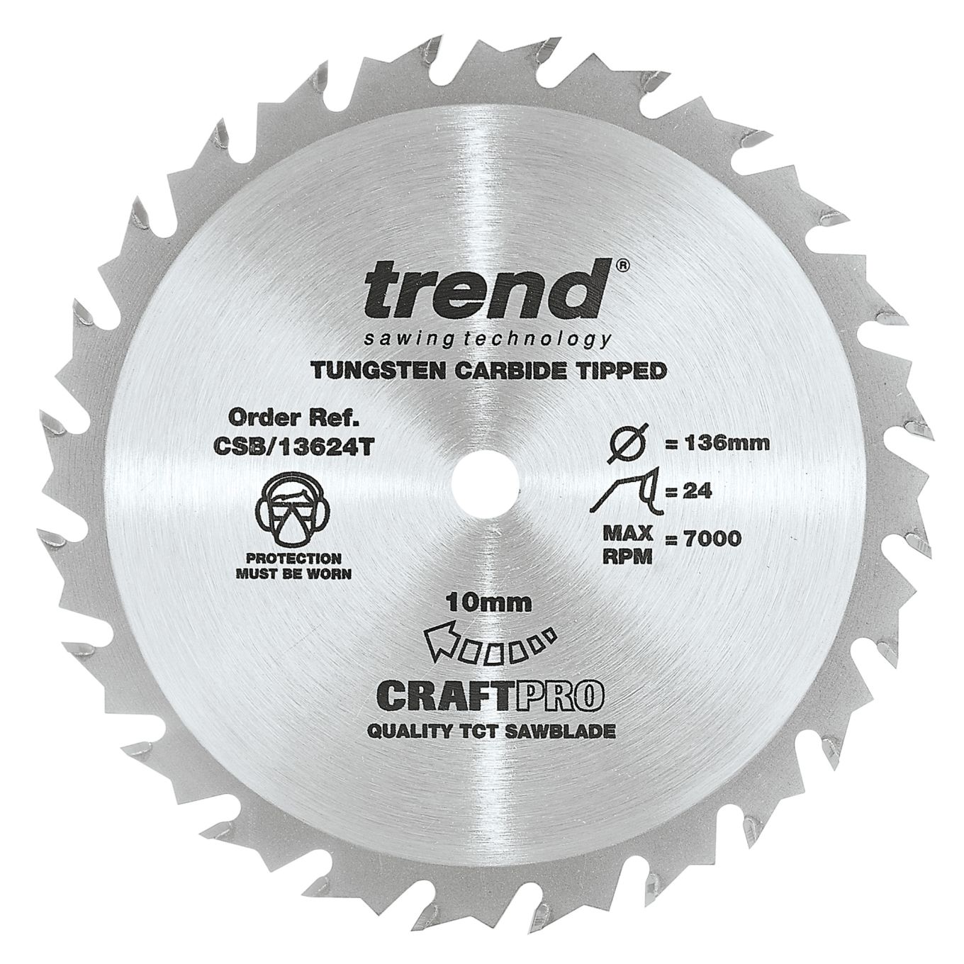Trend CSB/13624T Trend Wood Cordless Circular Saw Blade 136mm x 10mm x 24T