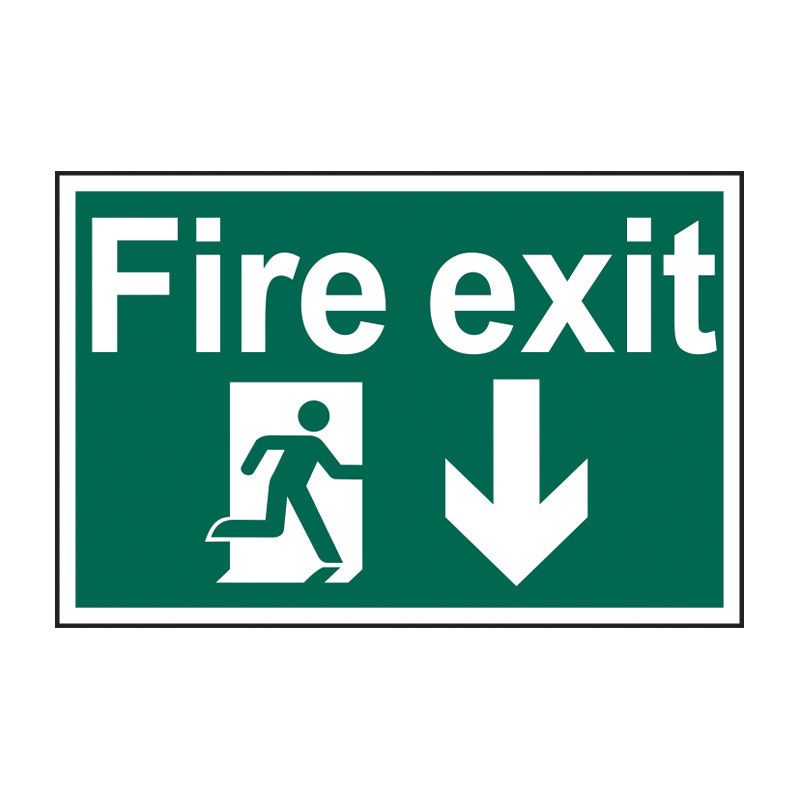 Safety Sign 4200 Recyclable 'Fire exit' running man arrow down - 600 x 400mm