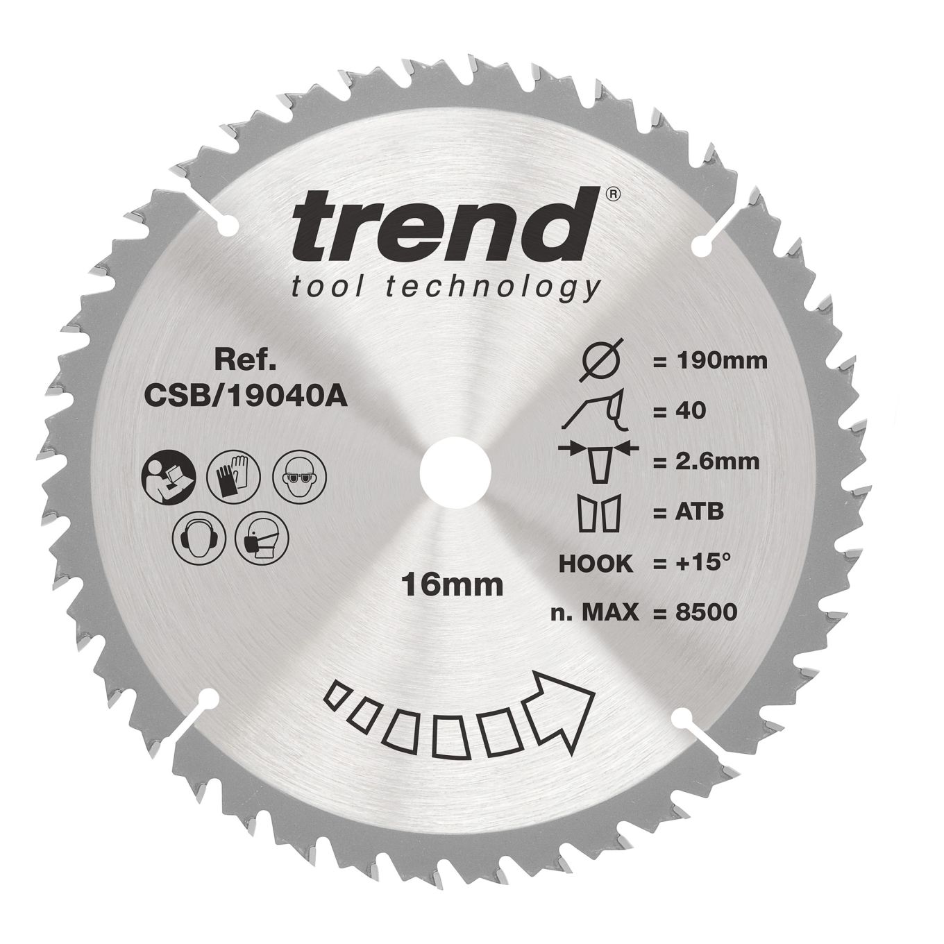 Trend CSB/19040A Trend Wood Circular Saw Blade 190mm x 16mm x 40T