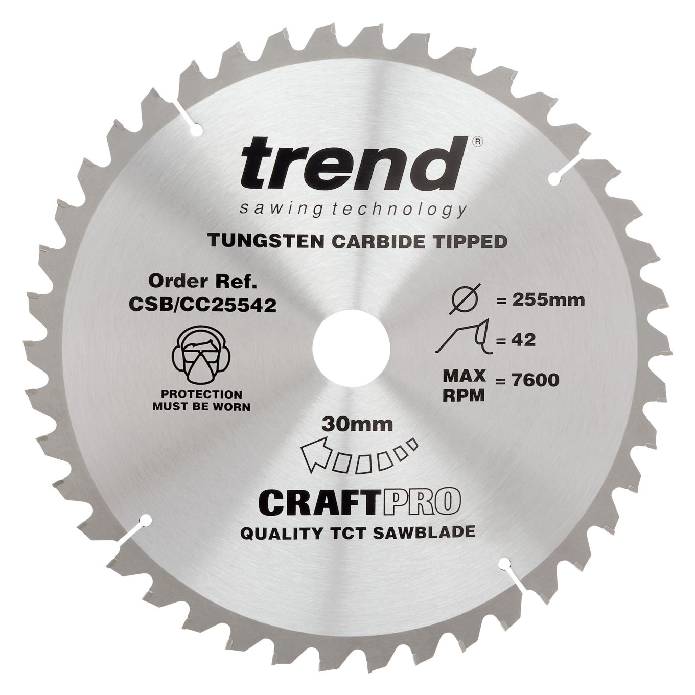 Trend CSB/CC25542 Trend Wood Mitre Saw Blade 255mm x 30mm x 42T