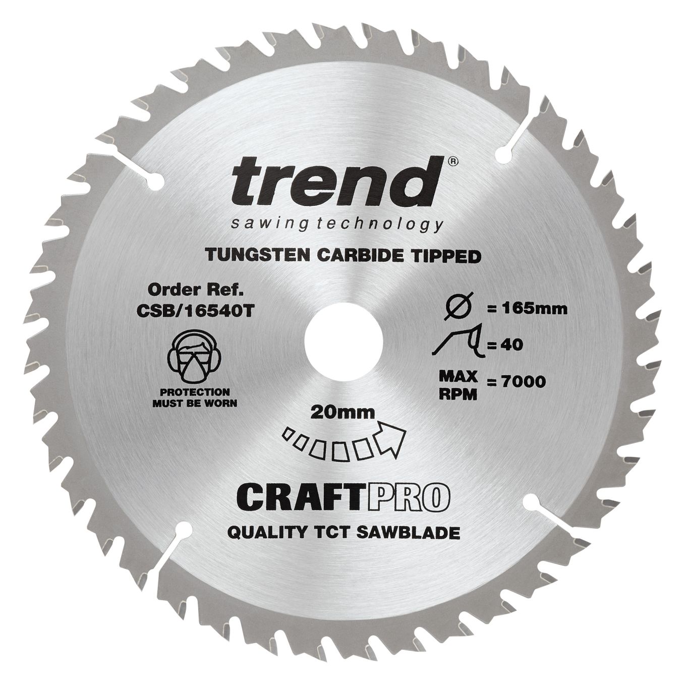 Trend CSB/16540T Trend Wood Cordless Circular Saw Blade 165mm x 20mm x 40T