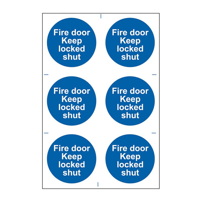 Safety Sign 0153 'Fire door keep locked shut' - 200 x 300mm (Pack of 6)