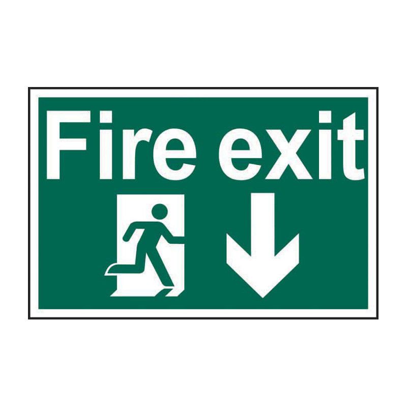 Safety Sign 1503 'Fire exit' running man arrow down - 300 x 200mm