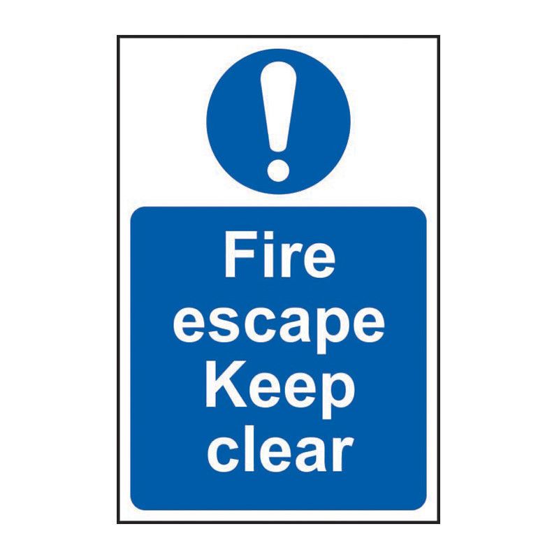 Safety Sign 0158 'Fire escape Keep clear' - 200 x 300mm