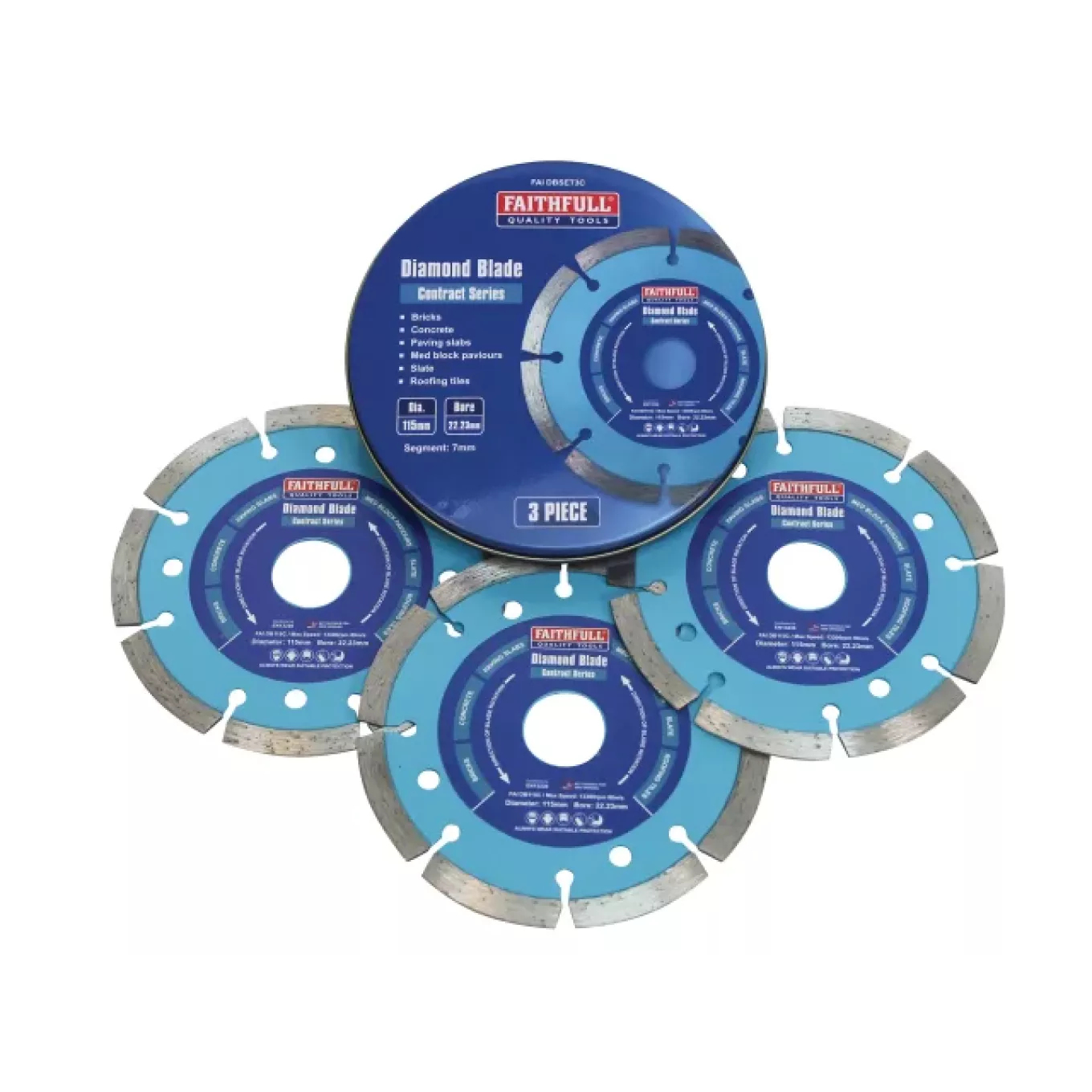 Faithfull Contract Diamond Blades 115 x 22.2mm (Pack 3)