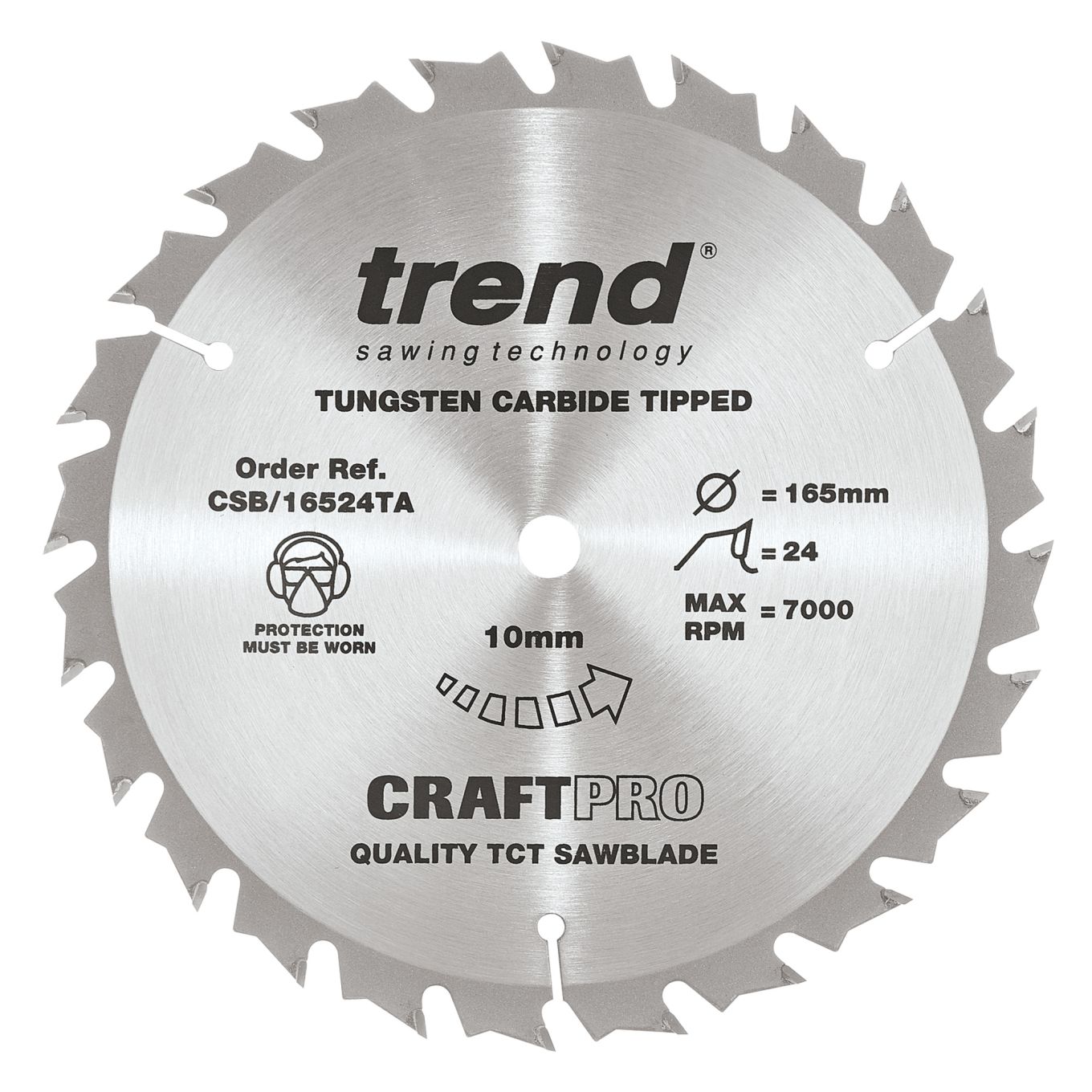 Trend CSB/16524TA Trend Wood Cordless Circular Saw Blade 165mm x 10mm x 24T