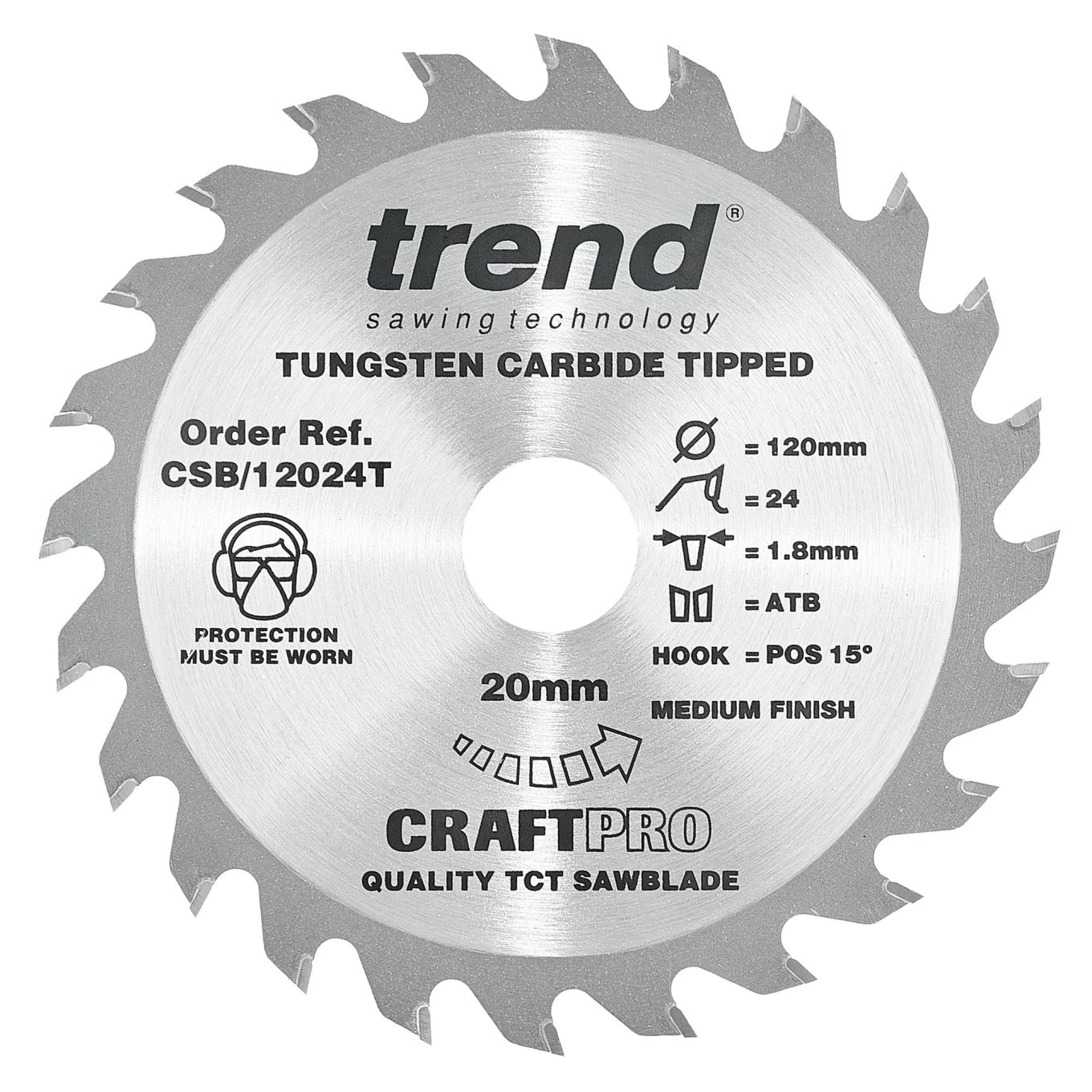 Trend CSB/12024T Trend Wood Cordless Circular Saw Blade 120mm x 20mm x 24T
