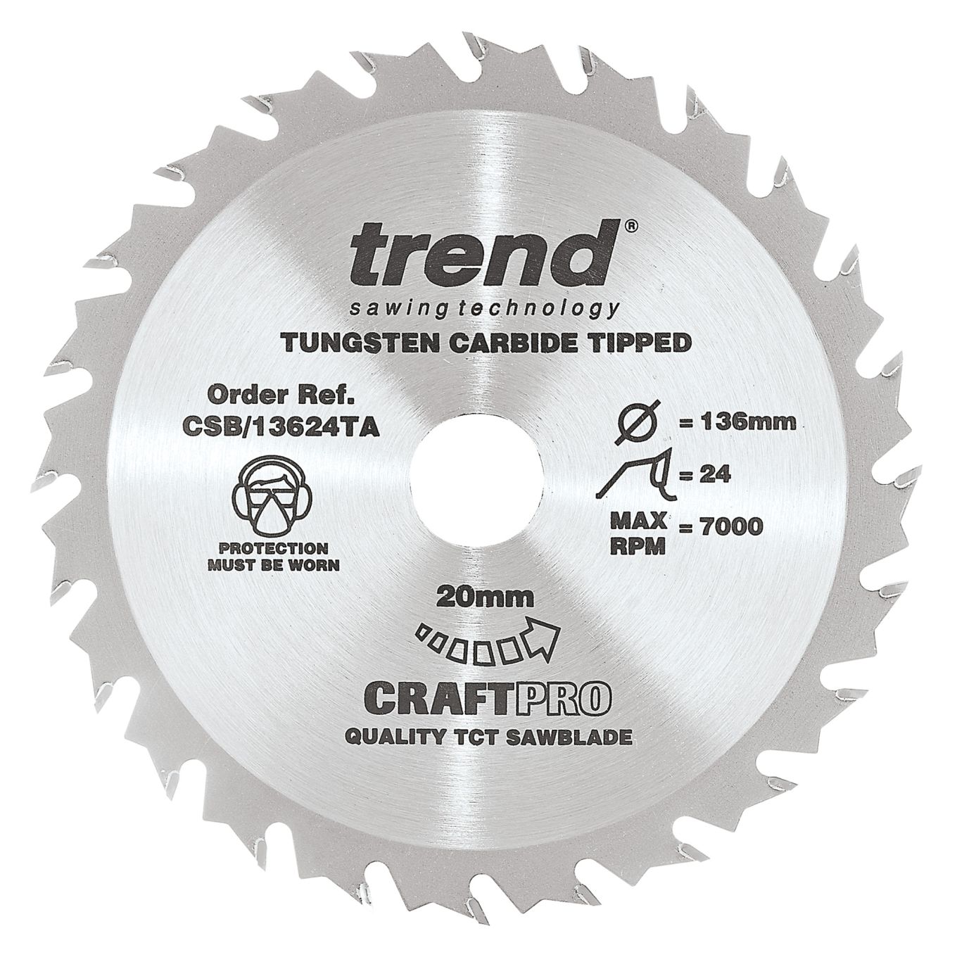 Trend CSB/13624TA Trend Wood Cordless Circular Saw Blade 136mm x 20mm x 24T