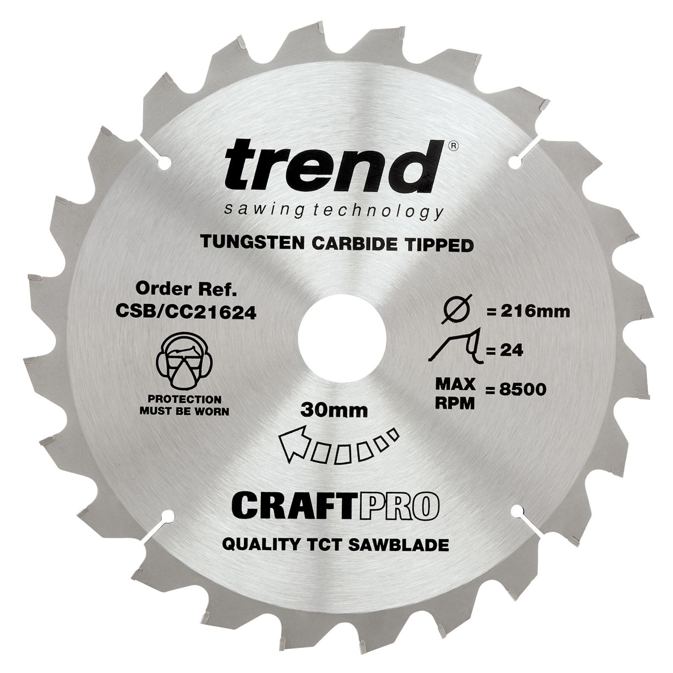 Trend CSB/CC21624 Trend Wood Mitre Saw Blade 216mm x 30mm x 24T