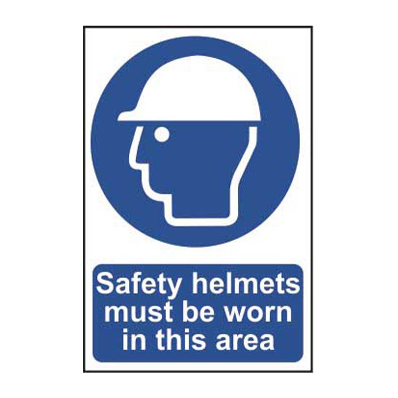 Safety Sign 0002 'Safety helmets must be warn in this area' - 200 x 300mm