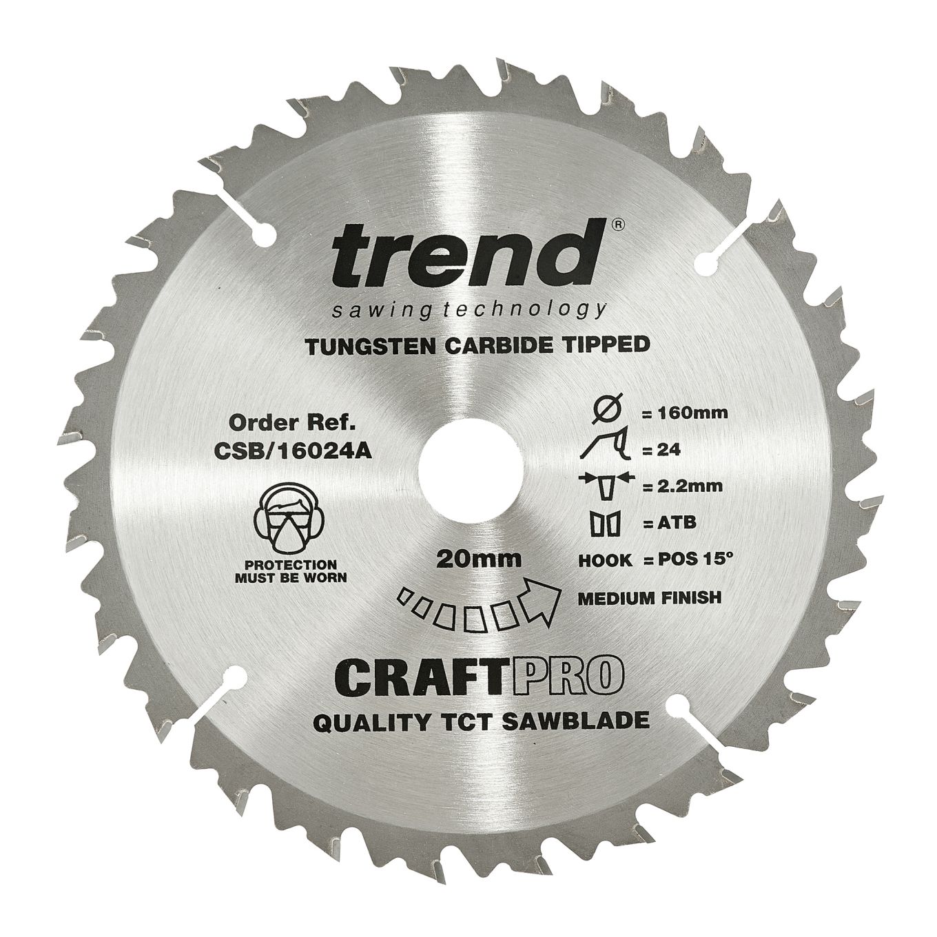 Trend CSB/16024A Trend Wood Circular Saw Blade 160mm x 20mm x 24T