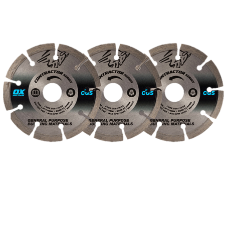Ox 115mm Contractors Diamond Cutting Blades (Pack of 3)